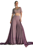 Ensemble palazzo indien prune brodé femme – Narkis Fashion