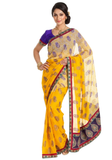 sari jaune prêt à porter femme georgette tenue indienne élégante