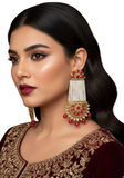 Boucles Indiennes Longues Sripriya – Rouge & Perles - Narkis Fashion