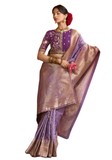 Sneha burgundy Banarasi silk saree