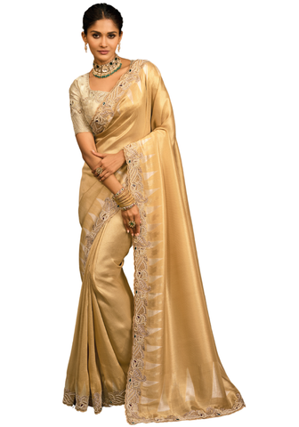 sari Aureya doré brodé miroir vue entière