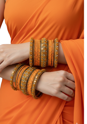 Bracelets Heera orange doré - Lot pour 2 mains