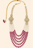 Mala Homme Rohan – Perles Ivoire & Framboise, Pierres Style Kundan