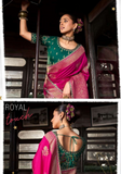 Sari mariage rose magenta Rajshree