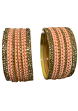  Bracelets indiens Zoya pêche et doré pour les deux poignets.
