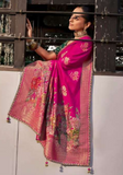 Sari mariage rose magenta Rajshree