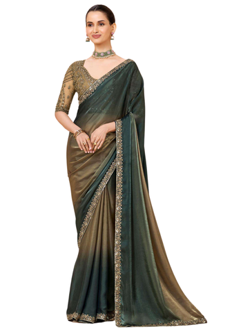 Sari Nikita - Chiffon Shimmer Vert bronze