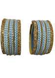 Lot de bracelets indiens bleu ciel et doré Zoya avec détails scintillants.