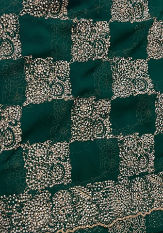 Sari mariée Reshana Vert avec voile