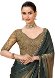 Sari Nikita - Chiffon Shimmer Vert bronze