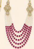 Mala Homme Rohan – Perles Ivoire & Framboise, Pierres Style Kundan