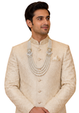 Mala homme Kiran perles ivoire porté avec sherwani beige