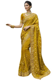 Beautiful trendy yellow orange Leena saree