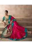 Sari Ishani – Rose Fuchsia & bleu vert