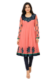 Tenue indienne femme Heera corail et noir vue de face