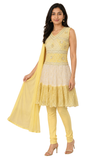 Tenue indienne Sania jaune et ivoire avec châle