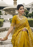 Beautiful trendy yellow orange Leena saree