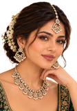 Parure Kajol Ivoire collier boucles d'oreilles et maang tikka