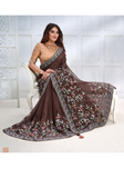 Stylish sari prêt marron Alicia