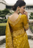 Beautiful trendy yellow orange Leena saree