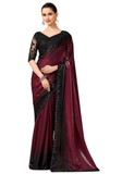 Sari indien bordeaux et noir Mahira élégant