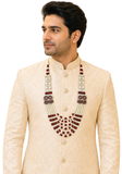Mala homme Jahangir bordeaux et ivoire porte avec sherwani