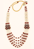 Mala homme Jahangir 5 rangs perles ivoire et bordeaux