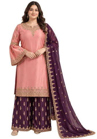 Pakistani Pink and Purple Roukaya Salwar