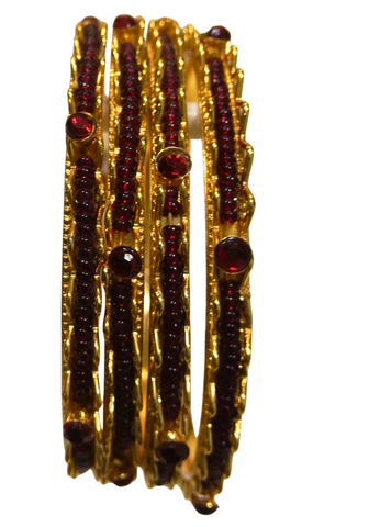 Bracelets Mahira Bordeaux & Or