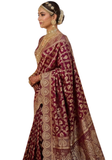 Sari Maharani Padmini prune et or avec châle style Rajput