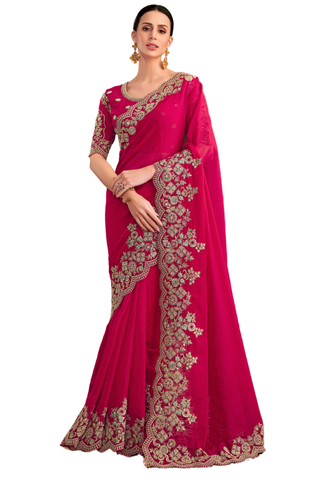 Sari Samaira – Fuschia Brodé - Narkis Fashion