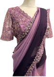 Sari Anita - Chiffon shimmer Prune et Lilas - Narkis Fashion