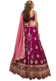 lehenga prune rose mariage brodé georgette narkis fashion