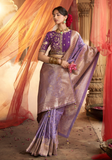 Sneha burgundy Banarasi silk saree