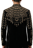 sherwani noir homme mariage broderies dorées luxe