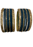  Lot de bracelets indiens bleu pétrole et doré Zoya pour les deux mains.