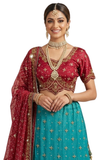 Bollywood lehenga vert et bordeaux Sushmita - Narkis Fashion