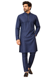 Kurta bleu nuit Adharva avec pantalon assorti sans veste
