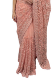 sari rose brodé mariage indien avec pierres tenue élégante femme