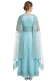 Robe cérémonie bleu glacé élégante femme