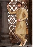 Akshay Golden Beige Indian Men's Kurta - Size 44