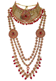 Parure Mariée rouge doré Sridevi 9 pcs