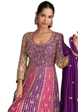 Robe indienne Inaya violet fuchsia brodée