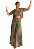Ensemble palazzo indien vert brodé femme – Narkis Fashion
