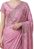 Sari prêt-à-porter mariage rose Shirin - Narkis Fashion