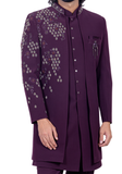 sherwani designer prune Zahir – tenue élégante Narkis Fashion