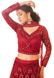 Lehenga nuptial rouge Nirosha