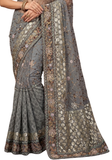 Sari tulle et georgette brodé femme