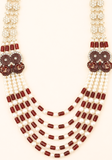 Mala mariage homme Jahangir perles bordeaux et ivoire