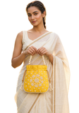 Sac Potli Tara Jaune – Effet Soie & Perles